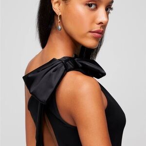 Women’s One-Shoulder Cutout Bow Midi Dress/ Holiday/ New Years Black Size 8